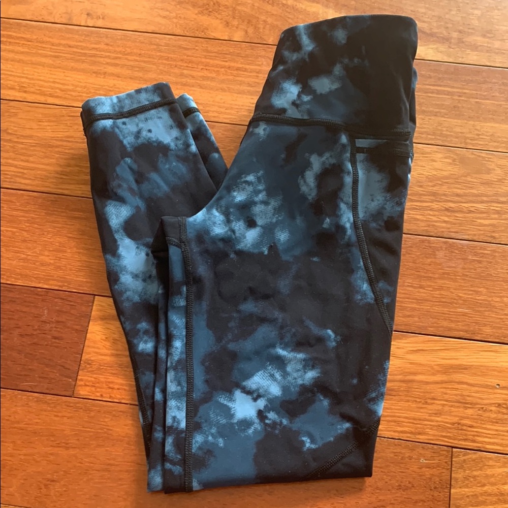 Kids Black and Blue Tie-Dye Leggings